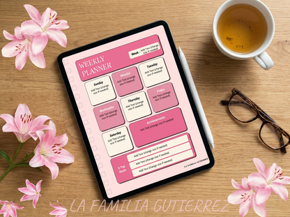 Editable Weekly Planner | 27‑Page Canva Template | Daily Planner, To‑Do Lists & Journaling