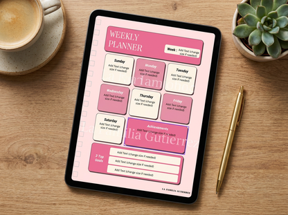 Editable Weekly Planner | 27‑Page Canva Template | Daily Planner, To‑Do Lists & Journaling