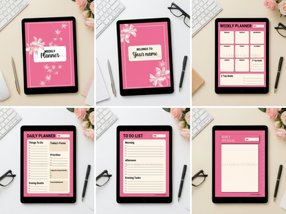 Editable Weekly Planner | 27‑Page Canva Template | Daily Planner, To‑Do Lists & Journaling