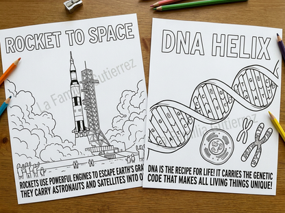 The Marvels of Science & Technology | 12‑Page STEM Coloring & Learning Book | Printable