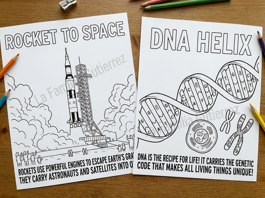 The Marvels of Science & Technology | 12‑Page STEM Coloring & Learning Book | Printable