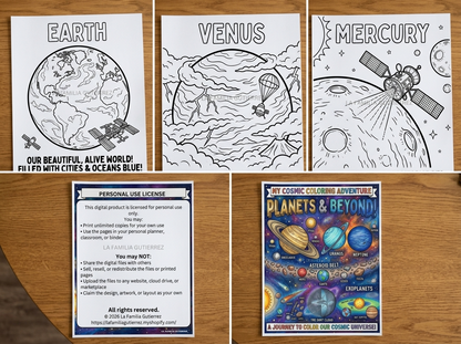 Planets & Beyond Coloring Book | My Cosmic Adventure | Printable STEM Pages