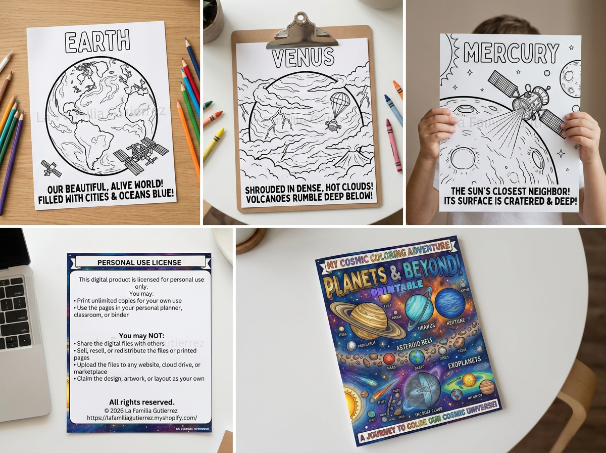 Planets & Beyond Coloring Book | My Cosmic Adventure | Printable STEM Pages
