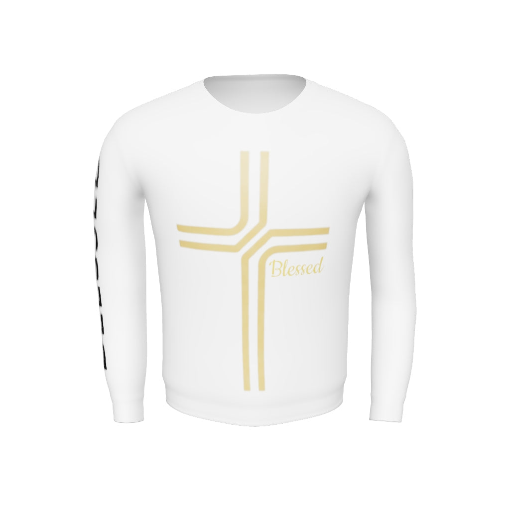 Unisex Blessed Cross Collection Sweatshirt – White Edition